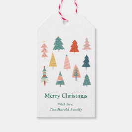 Elegante moderne groene kerstbomen vakantie cadeaulabel