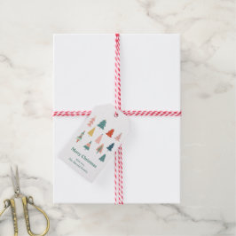 Elegante moderne groene kerstbomen vakantie cadeaulabel