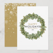 Elegante moderne groene krans Kerstmis Feestdagenkaart (Voorkant / Achterkant)