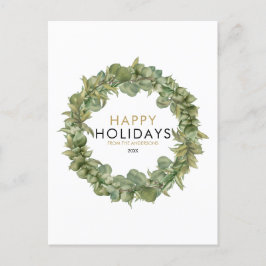 Elegante moderne groene krans Kerstmis Gelukkig Feestdagenkaart
