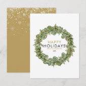 Elegante moderne groene krans Kerstmis Gelukkig Feestdagenkaart (Voorkant / Achterkant)