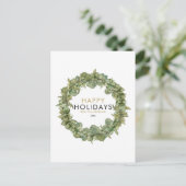 Elegante moderne groene krans Kerstmis Gelukkig Feestdagenkaart (Staand voorkant)