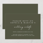 Elegante moderne groene online RSVP-huwelijkswebsi Kaart (Voorkant / Achterkant)