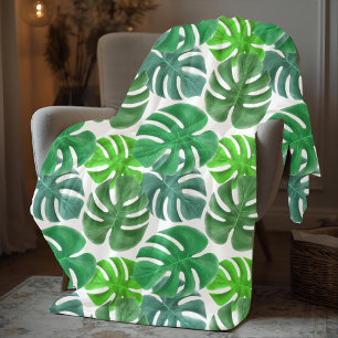 Elegante moderne groene palmbladeren fleece deken
