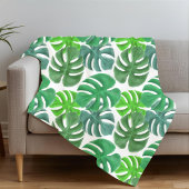 Elegante moderne groene palmbladeren fleece deken