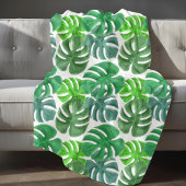 Elegante moderne groene palmbladeren fleece deken