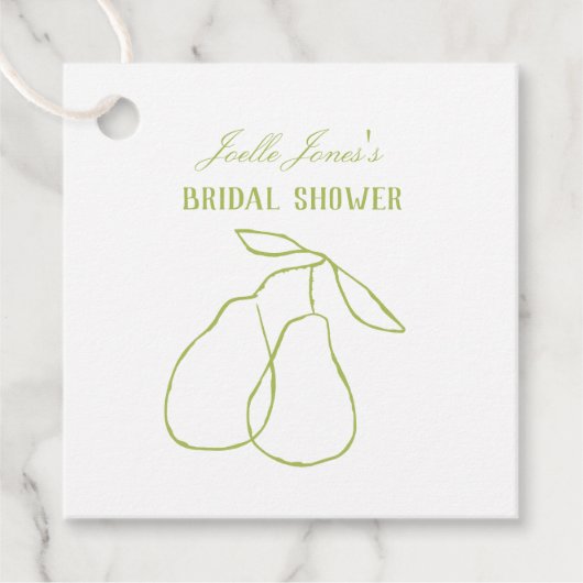 Elegante moderne groene Perfect Pear bruiloftsborr Bedankjes Labels (Voorkant)
