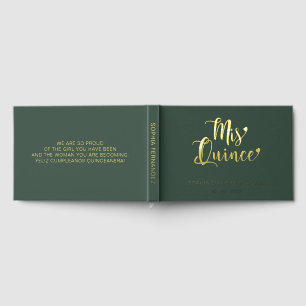 Elegante moderne groene quinceañera gastenboek