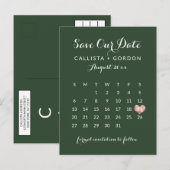 Elegante moderne groene Roos gouden hart kalender Aankondigingskaart (Voorkant / Achterkant)