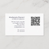Elegante moderne groene script monogram QR-code Visitekaartje (Achterkant)