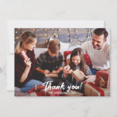 Elegante moderne groene vakantiefoto bedankkaart (Voorkant)