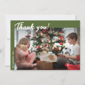 Elegante moderne groene vakantiefoto bedankkaart (Voorkant)