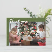 Elegante moderne groene vakantiefoto bedankkaart (Staand voorkant)