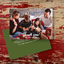 Elegante moderne groene vakantiefoto bedankkaart