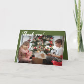 Elegante moderne groene vakantiefoto dank u kaart (Voorkant)