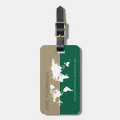 Elegante moderne groene wereldkaart reizen bagagelabel (Voorkant verticaal)
