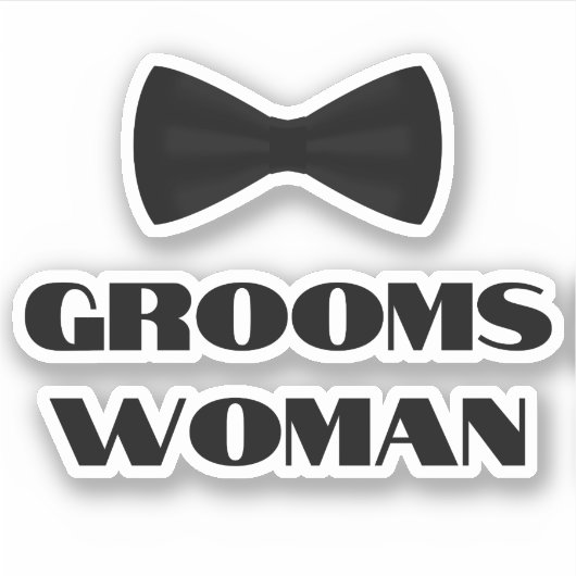 Elegante moderne groomswoman zwarte boog stropdas sticker (Voorkant)