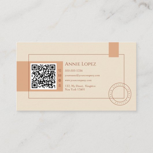 Elegante Moderne Haar Stylist Haardressoir QR Code Visitekaartje (Achterkant)