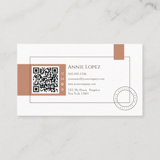 Elegante Moderne Haar Stylist Haardressoir QR Code Visitekaartje (Achterkant)