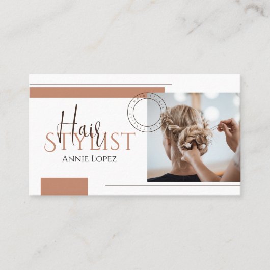 Elegante Moderne Haar Stylist Haardressoir QR Code Visitekaartje (Voorkant)