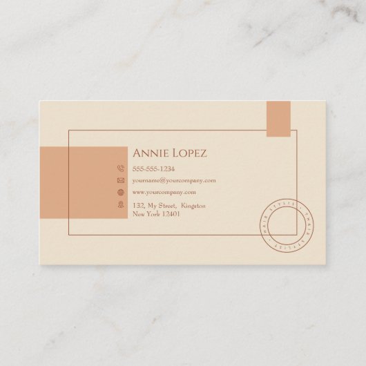 Elegante moderne haarstyliste kapsalon visitekaartje (Achterkant)