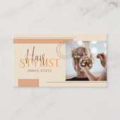 Elegante moderne haarstyliste kapsalon visitekaartje (Voorkant)