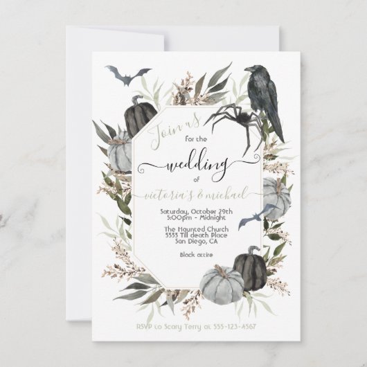 Elegante moderne Halloween bruiloft Kaart (Voorkant)