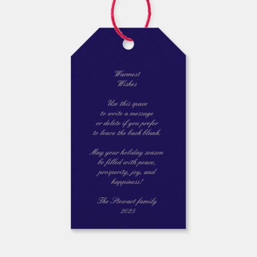 Elegante moderne hand trekken krans vrolijke kerst cadeaulabel (Achterkant)