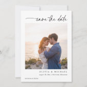 Elegante moderne handgeschreven zwarte en witte tr save the date (Voorkant)