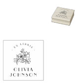 Elegante moderne handgetekende bloem Ex Libris op  Rubberstempel (Gestempeld)