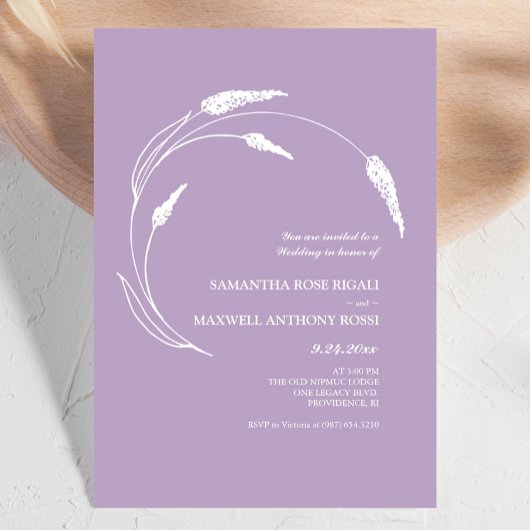 Elegante moderne handgetekende lavendelbruiloft kaart