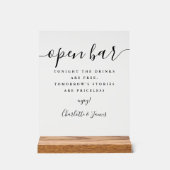 Elegante moderne handtekening script open bar acryl bord (Voorkant)