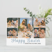 Elegante moderne Happy Easter Eggs, familie 6 foto Feestdagenkaart (Staand voorkant)