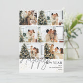 Elegante moderne Happy New Year fotocollage Feestdagenkaart (Staand voorkant)