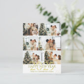 Elegante moderne Happy New Year fotocollage Feestdagenkaart (Staand voorkant)
