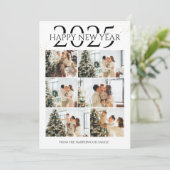 Elegante moderne Happy New Year fotocollage Feestdagenkaart (Staand voorkant)