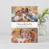 Elegante moderne Happy Thanksgiving Herfst 2 Foto Feestdagenkaart (Staand voorkant)