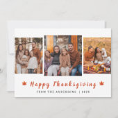 Elegante moderne Happy Thanksgiving Herfst 3 Foto Feestdagenkaart (Voorkant)