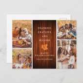 Elegante moderne Happy Thanksgiving Herfst 4 Foto Feestdagenkaart (Voorkant / Achterkant)