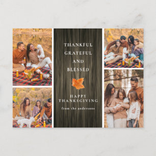 Elegante moderne Happy Thanksgiving Herfst 4 Foto Feestdagenkaart