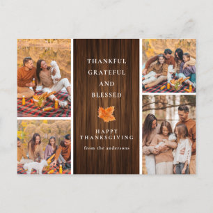Elegante moderne Happy Thanksgiving Herfst 4 Foto Feestdagenkaart