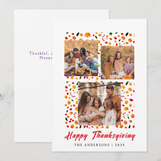 Elegante moderne Happy Thanksgiving herfstfoto Feestdagenkaart (Voorkant / Achterkant)