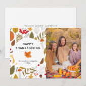 Elegante moderne Happy Thanksgiving herfstfoto Feestdagenkaart (Voorkant / Achterkant)