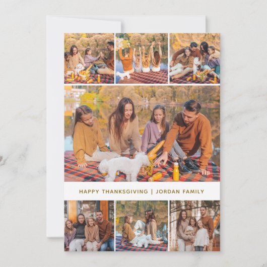 Elegante moderne Happy Thanksgiving herfstfoto Feestdagenkaart (Voorkant)