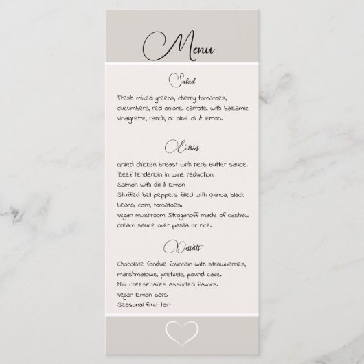 Elegante moderne hart bruiloft Silhouette Collecti Menu (Voorkant)