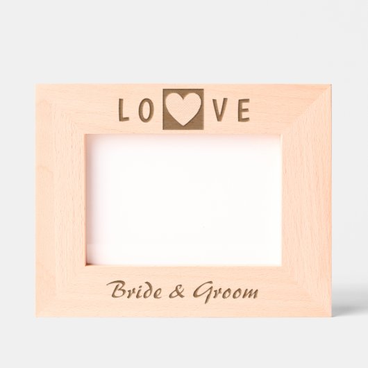 Elegante moderne hart en bruid en bruidegom namen gegraveerde lijstjes (Voorkant)