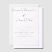 Elegante moderne hart typografie script bruiloft vellum uitnodigingen (Offset)