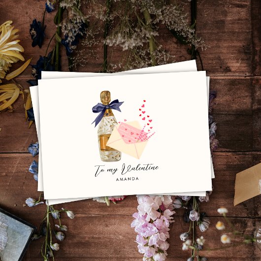 Elegante moderne harten Champagne valentijnskaart Kaart