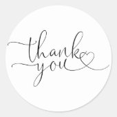 Elegante moderne hartscript bedankje ronde sticker (Voorkant)