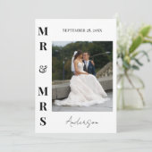 Elegante moderne heer en mevrouw Wedding Dank u Bedankkaart (Staand voorkant)